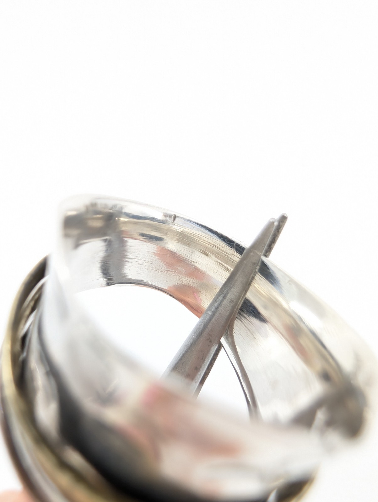 Sterling Silver 925 8 Ring Wide Hammered Tricolor Spinner - FOX1634 - Image 11