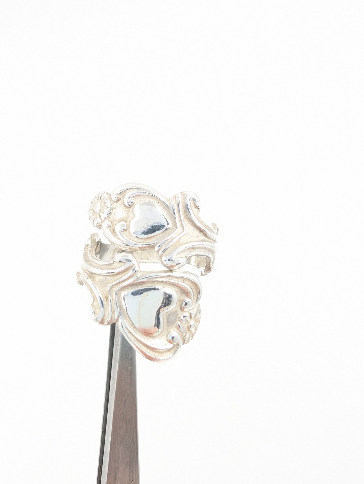 Sterling Silver 925 4 Ring Heart Flower Wrap 12677 - Image 11
