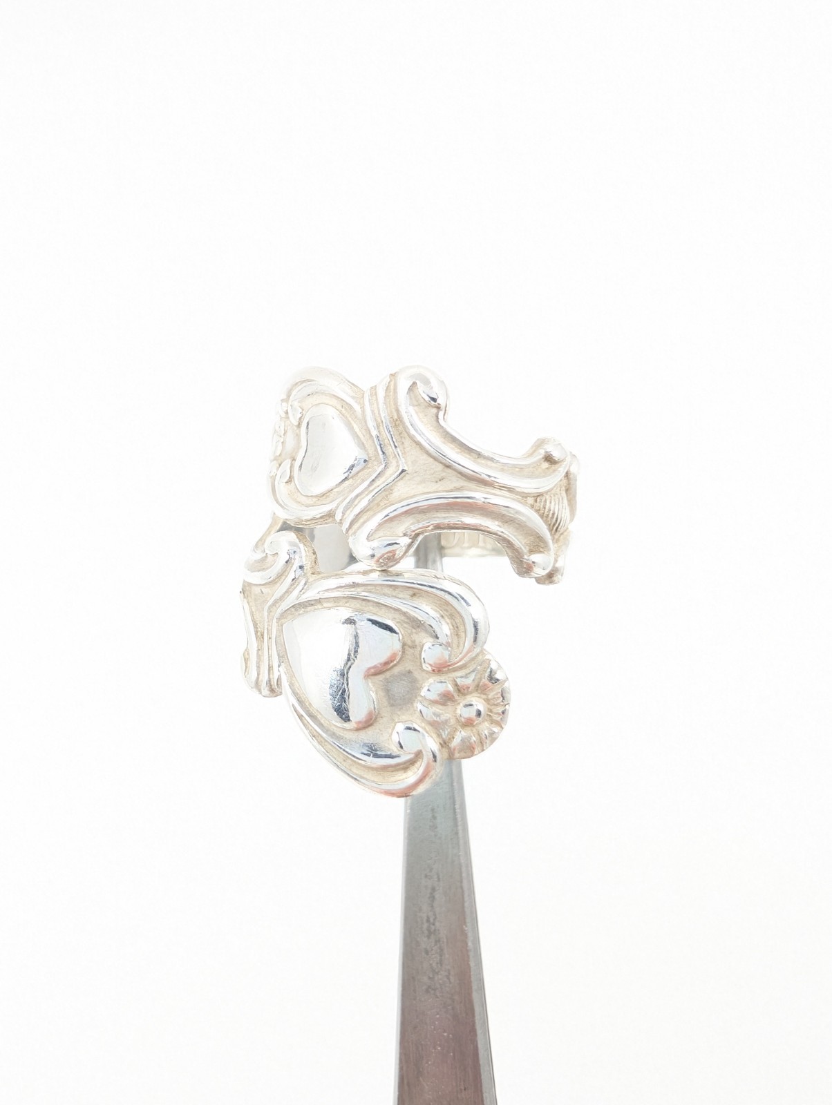 Sterling Silver 925 4 Ring Heart Flower Wrap 12677 - Image 12