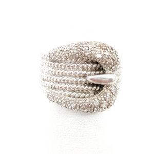 Sterling Silver 925 7 Ring Ribbed Buckle Wide Band 14021