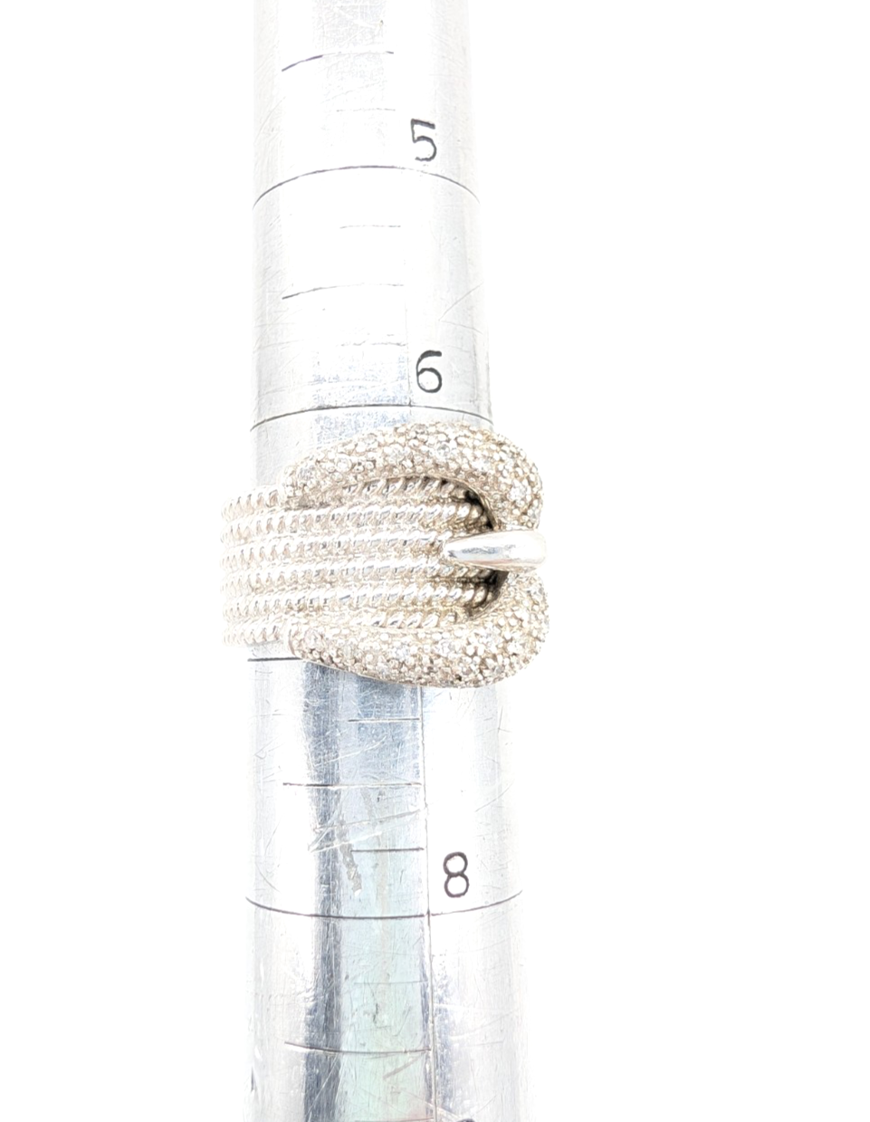 Sterling Silver 925 7 Ring Ribbed Buckle Wide Band 14021 - Image 3
