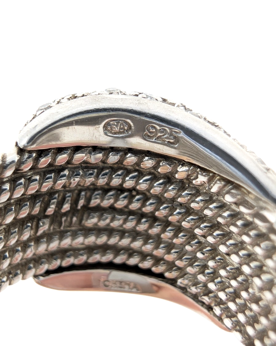 Sterling Silver 925 7 Ring Ribbed Buckle Wide Band 14021 - Image 8