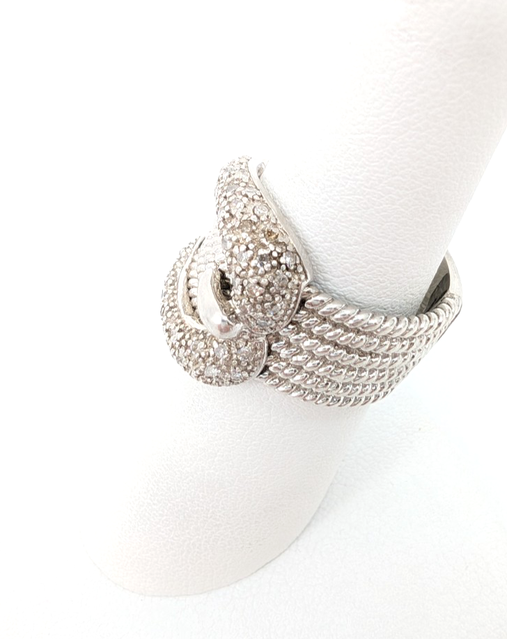Sterling Silver 925 7 Ring Ribbed Buckle Wide Band 14021 - Image 13