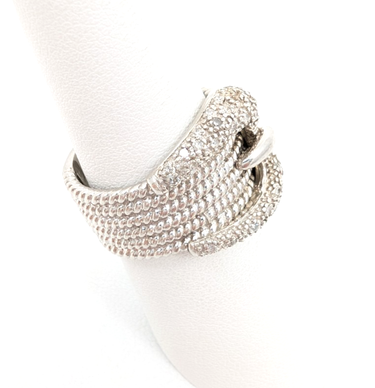 Sterling Silver 925 7 Ring Ribbed Buckle Wide Band 14021 - Image 14