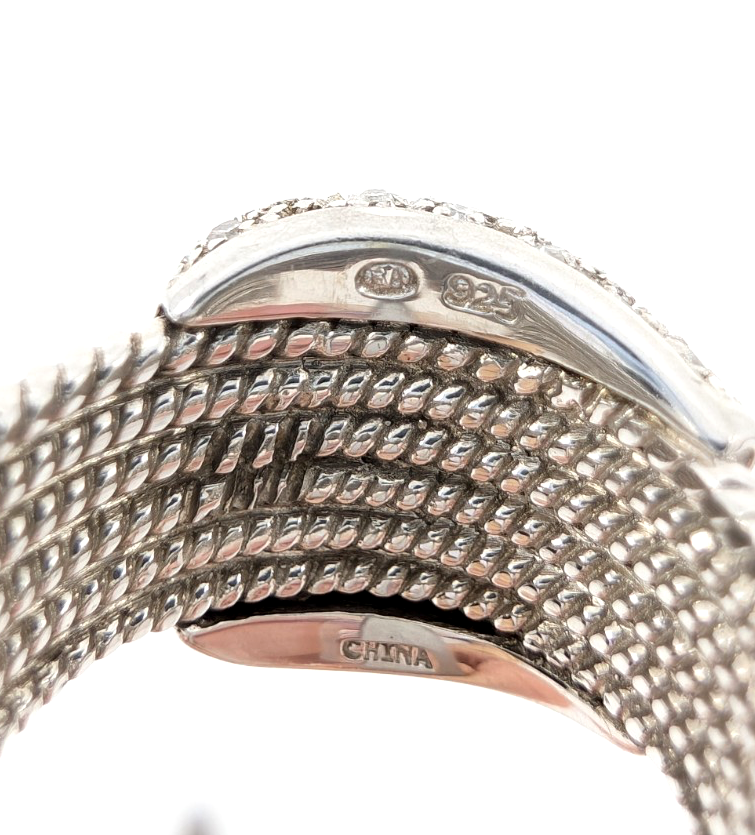 Sterling Silver 925 7 Ring Ribbed Buckle Wide Band 14021 - Image 17