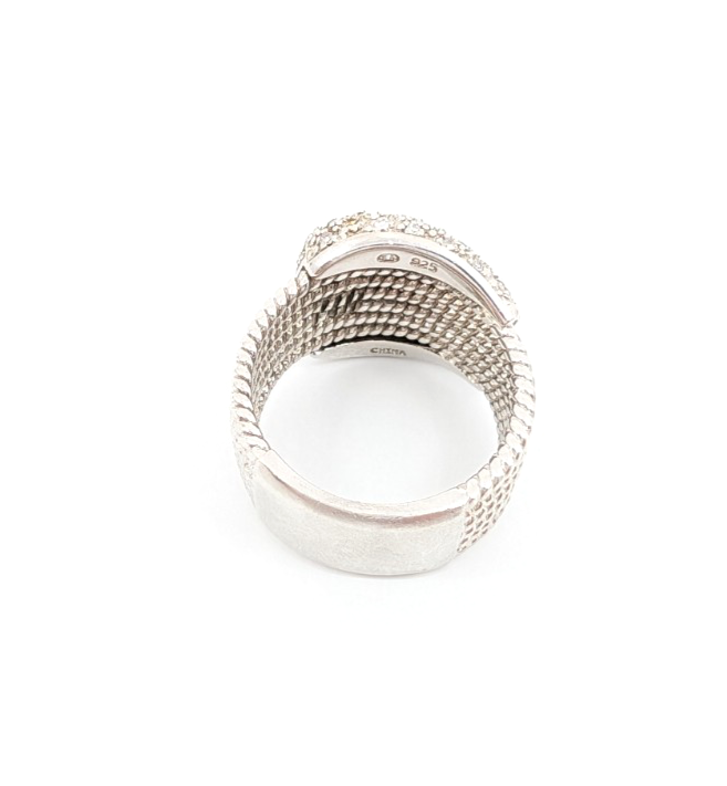 Sterling Silver 925 7 Ring Ribbed Buckle Wide Band 14021 - Image 18