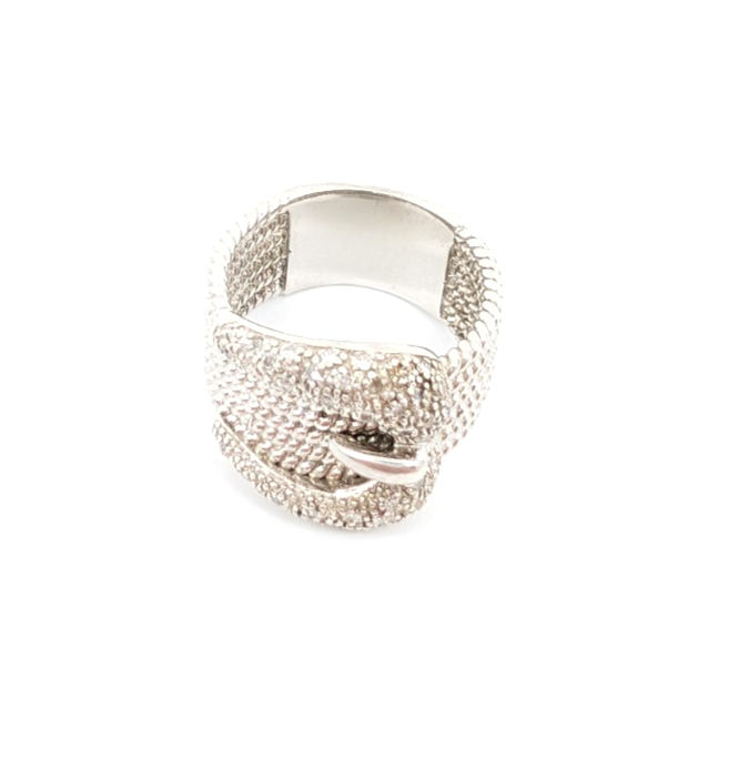 Sterling Silver 925 7 Ring Ribbed Buckle Wide Band 14021 - Image 19