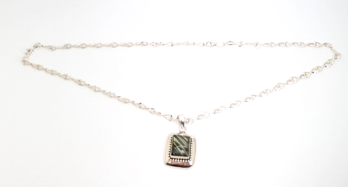 Sterling Silver 925 Labradorite Rectangular Cbochon Pendant R53- FOX602 - Image 10