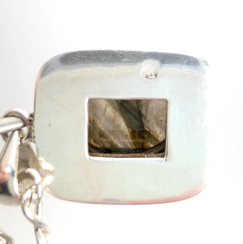 Sterling Silver 925 Labradorite Rectangular Cbochon Pendant R53- FOX602 - Image 15