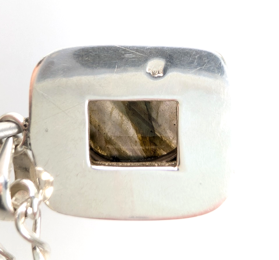 Sterling Silver 925 Labradorite Rectangular Cbochon Pendant R53- FOX602 - Image 17
