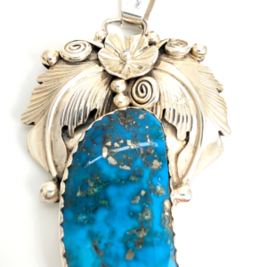 Sterling Silver 925 Pendant/ Charm Turquoise with a flower CRN54