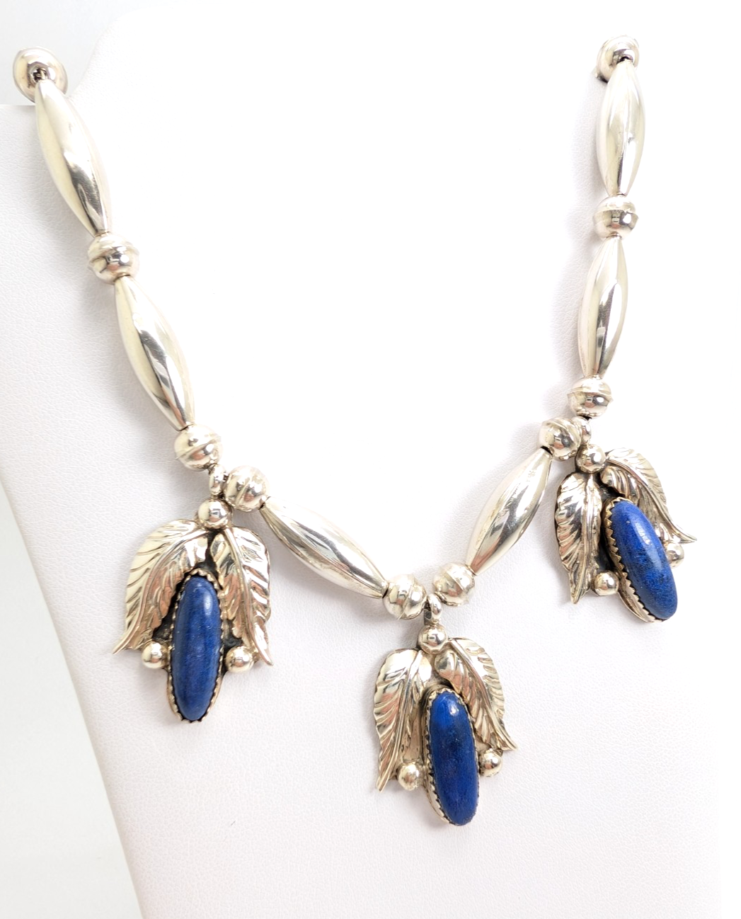 Sterling Silver 925 Native American Lapis Lazuli Feather Necklace 16006 - Image 3