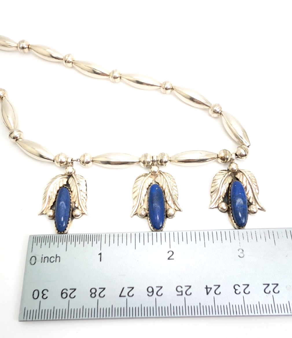Sterling Silver 925 Native American Lapis Lazuli Feather Necklace 16006 - Image 14