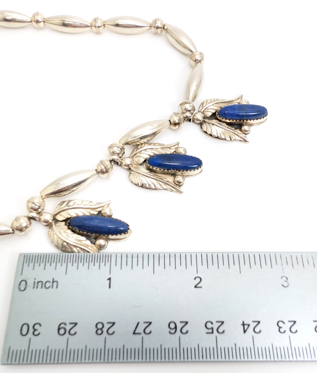 Sterling Silver 925 Native American Lapis Lazuli Feather Necklace 16006 - Image 15