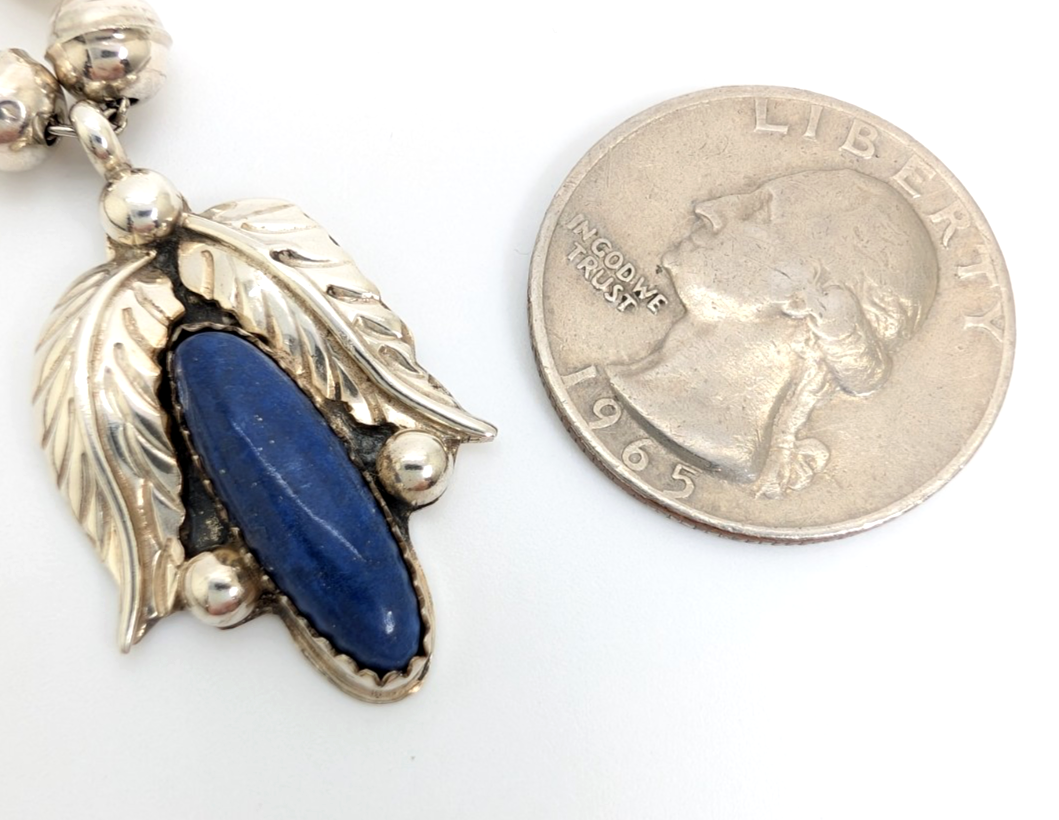 Sterling Silver 925 Native American Lapis Lazuli Feather Necklace 16006 - Image 17