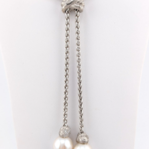 Judith Ripka Sterling Silver 925 Blister Pearl Diamonique Adjust Necklace Oak791