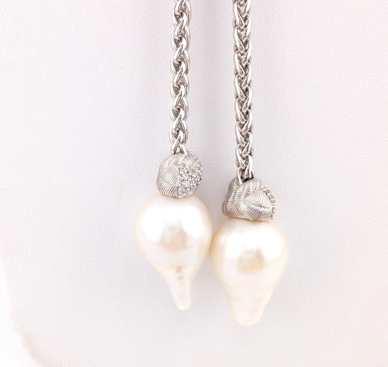 Judith Ripka Sterling Silver 925 Blister Pearl Diamonique Adjust Necklace Oak791 - Image 2