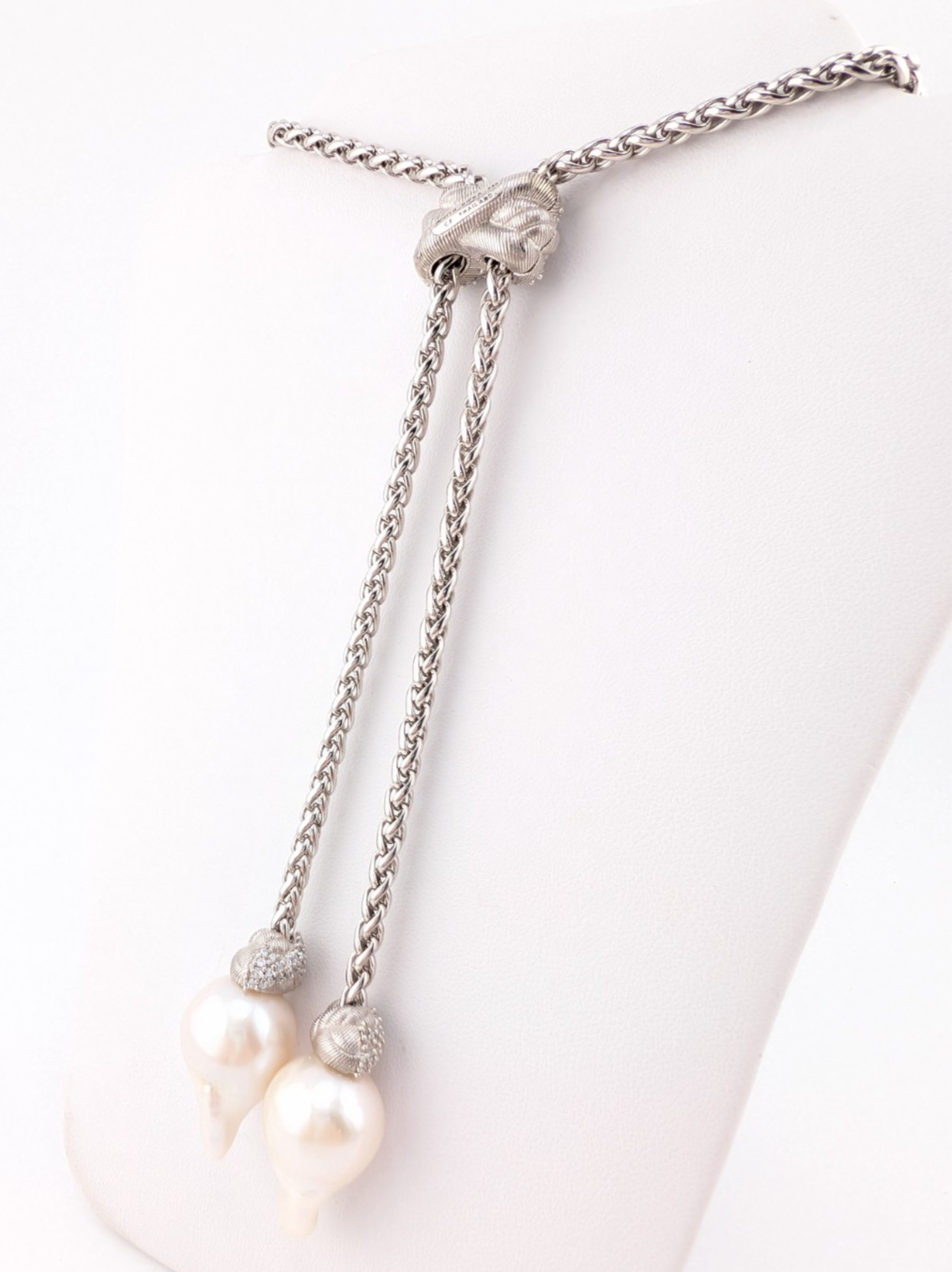Judith Ripka Sterling Silver 925 Blister Pearl Diamonique Adjust Necklace Oak791 - Image 6