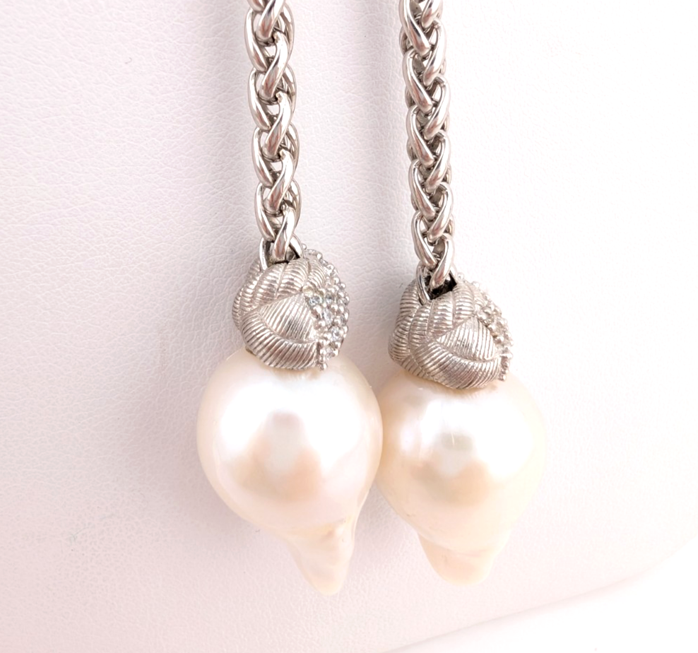 Judith Ripka Sterling Silver 925 Blister Pearl Diamonique Adjust Necklace Oak791 - Image 8