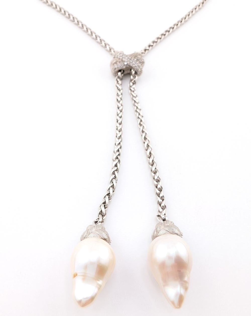 Judith Ripka Sterling Silver 925 Blister Pearl Diamonique Adjust Necklace Oak791 - Image 10