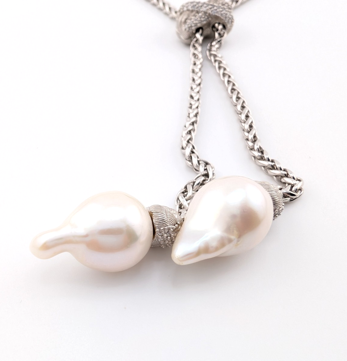Judith Ripka Sterling Silver 925 Blister Pearl Diamonique Adjust Necklace Oak791 - Image 12