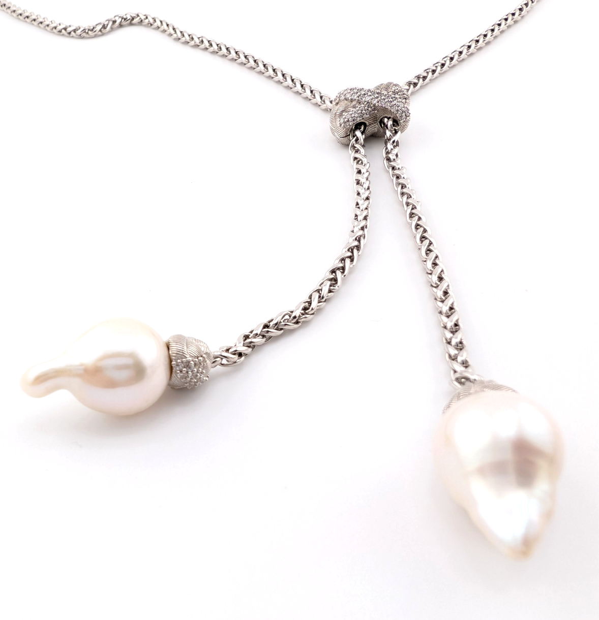 Judith Ripka Sterling Silver 925 Blister Pearl Diamonique Adjust Necklace Oak791 - Image 13
