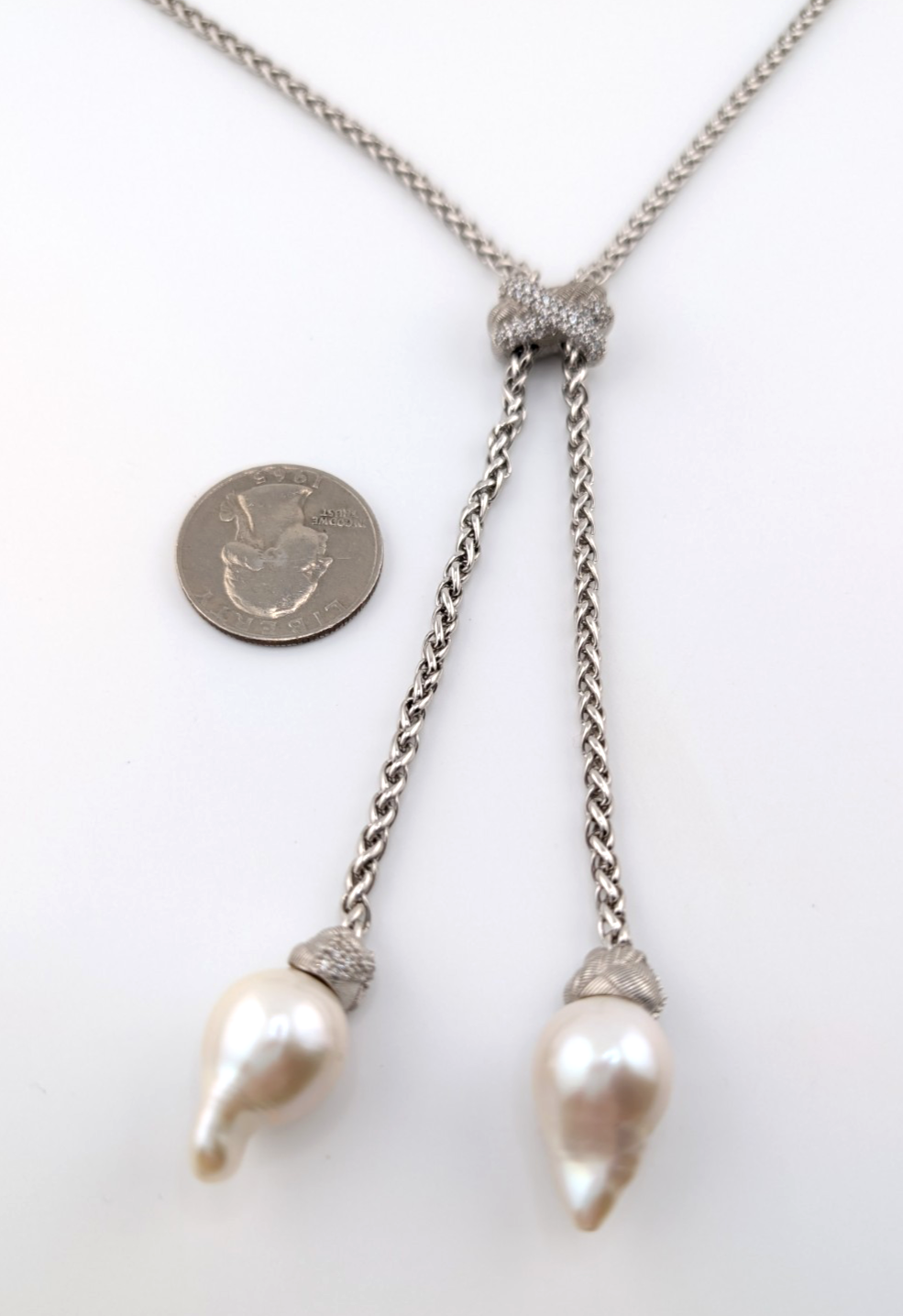 Judith Ripka Sterling Silver 925 Blister Pearl Diamonique Adjust Necklace Oak791 - Image 15