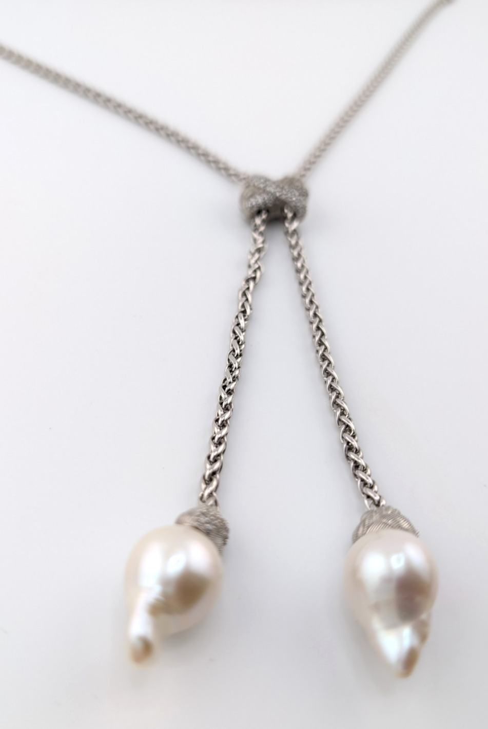 Judith Ripka Sterling Silver 925 Blister Pearl Diamonique Adjust Necklace Oak791 - Image 16