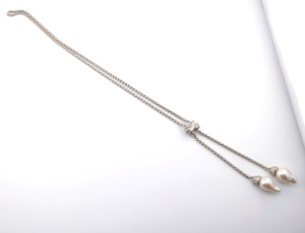 Judith Ripka Sterling Silver 925 Blister Pearl Diamonique Adjust Necklace Oak791 - Image 17