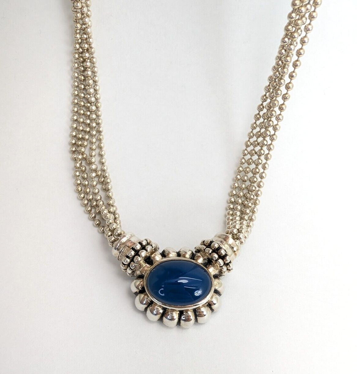 J. Esposito Sterling Silver Interchangable Snap Pendant 5 Strand Necklace O872 - Image 2