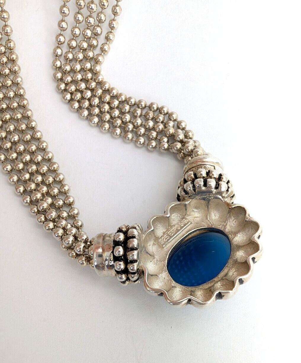 J. Esposito Sterling Silver Interchangable Snap Pendant 5 Strand Necklace O872 - Image 9