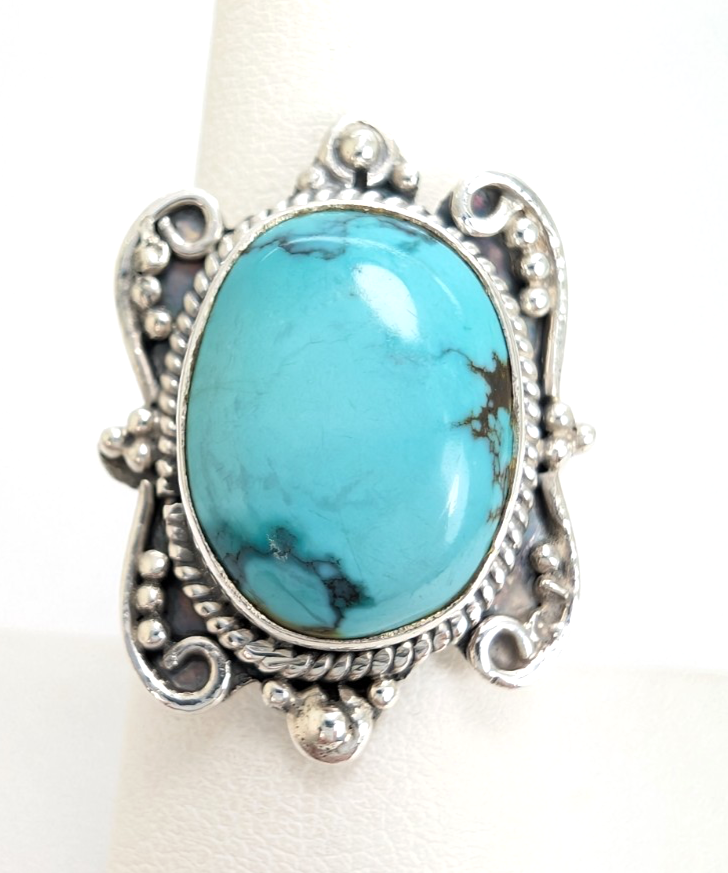 Sterling Silver 925 Vinatge Southwestern Turquoise Ring 13547