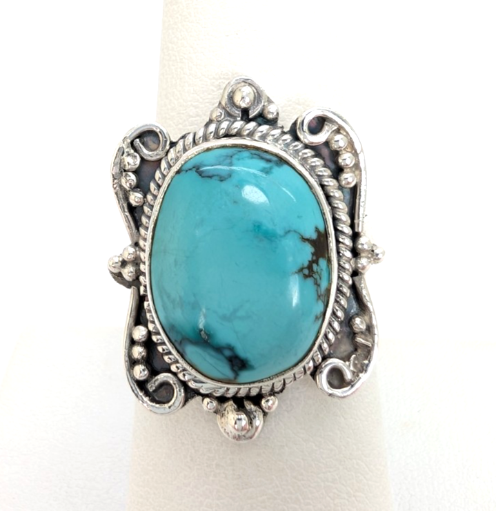 Sterling Silver 925 Vinatge Southwestern Turquoise Ring 13547 - Image 4