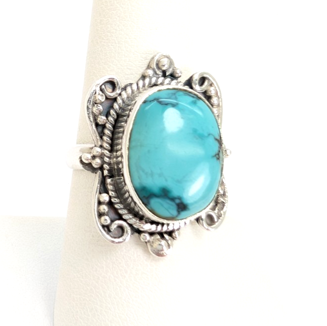 Sterling Silver 925 Vinatge Southwestern Turquoise Ring 13547 - Image 5