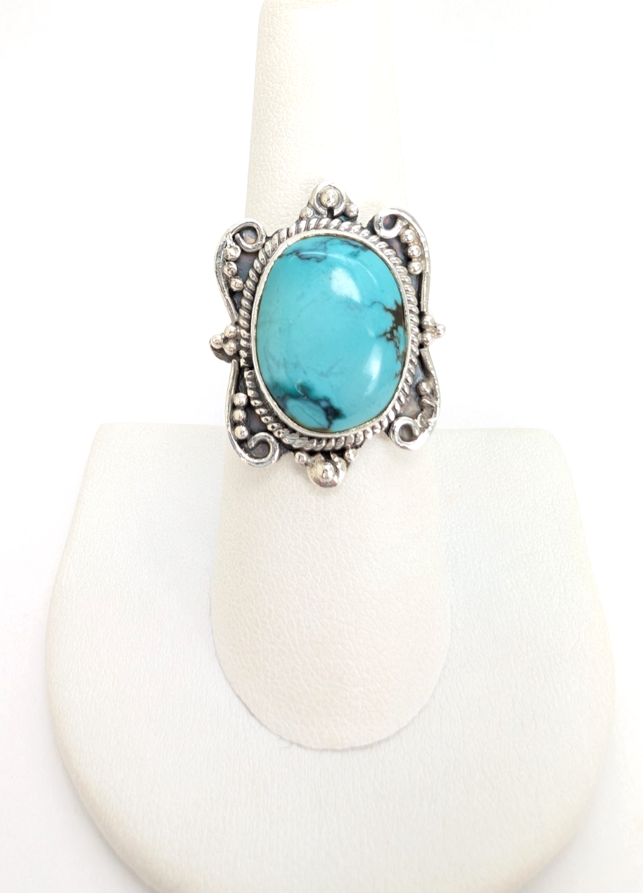 Sterling Silver 925 Vinatge Southwestern Turquoise Ring 13547 - Image 6