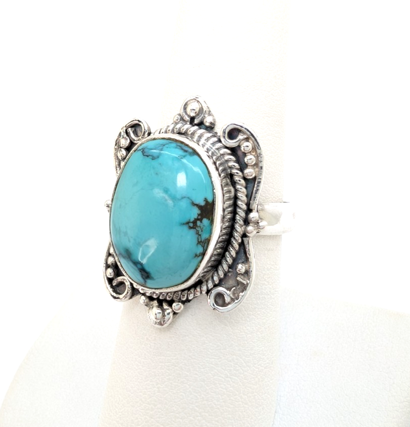 Sterling Silver 925 Vinatge Southwestern Turquoise Ring 13547 - Image 7