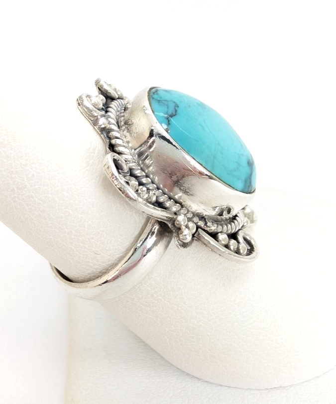 Sterling Silver 925 Vinatge Southwestern Turquoise Ring 13547 - Image 8