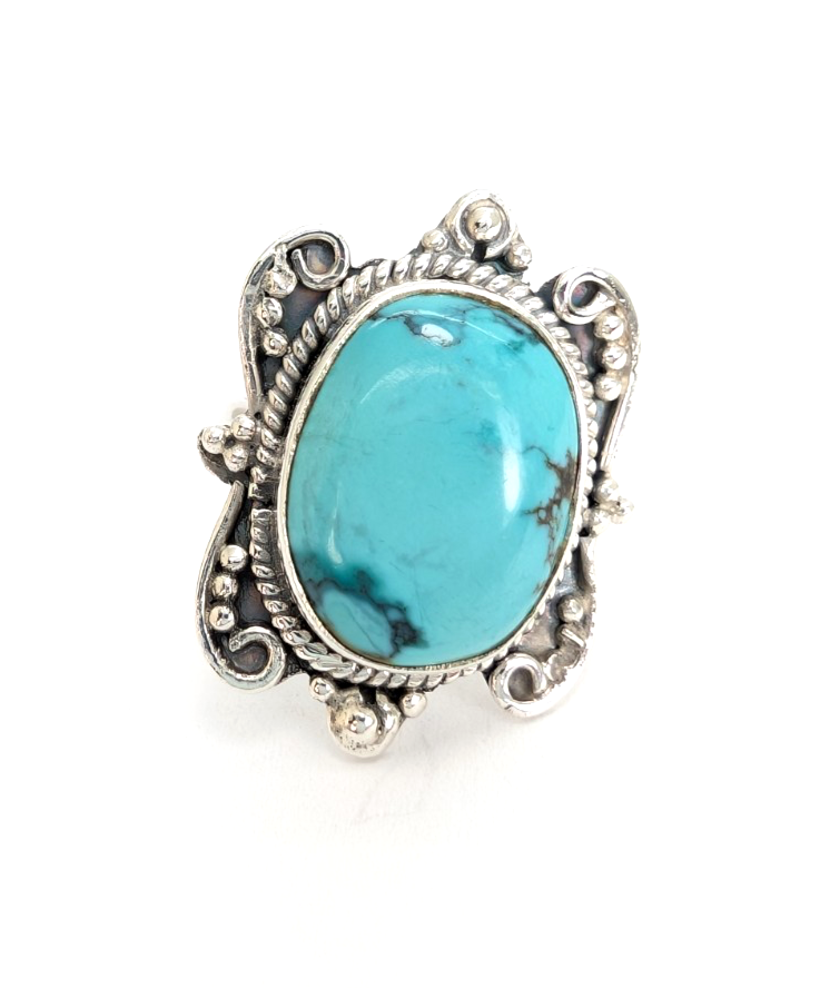 Sterling Silver 925 Vinatge Southwestern Turquoise Ring 13547 - Image 9
