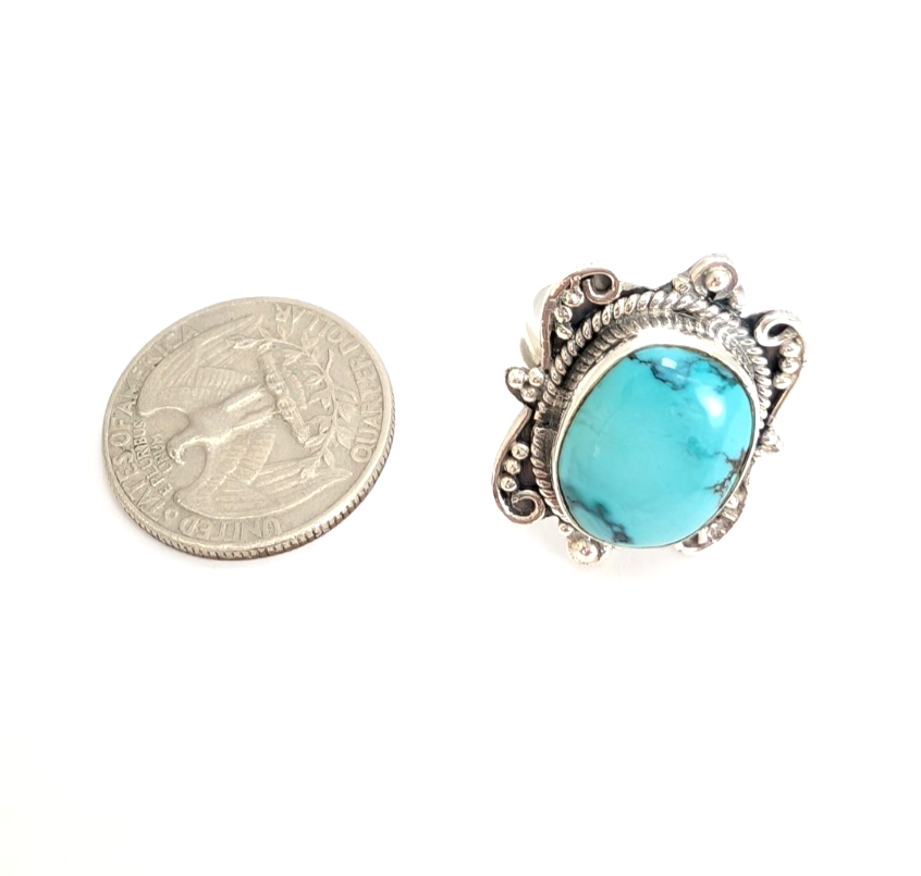 Sterling Silver 925 Vinatge Southwestern Turquoise Ring 13547 - Image 12