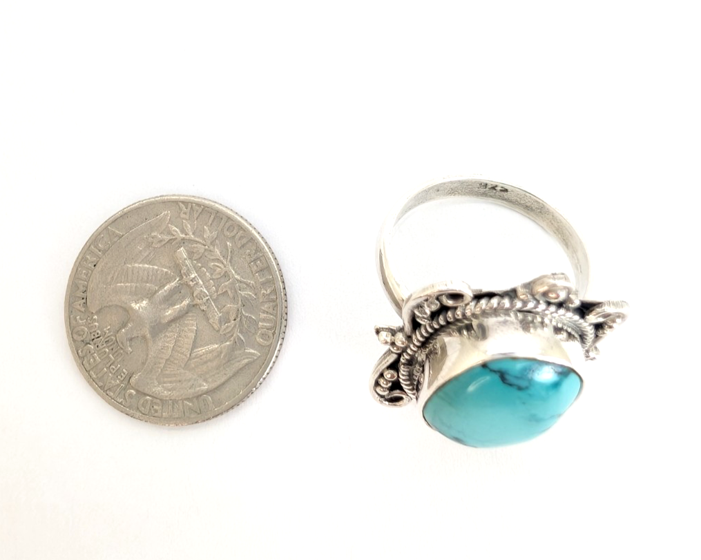 Sterling Silver 925 Vinatge Southwestern Turquoise Ring 13547 - Image 13