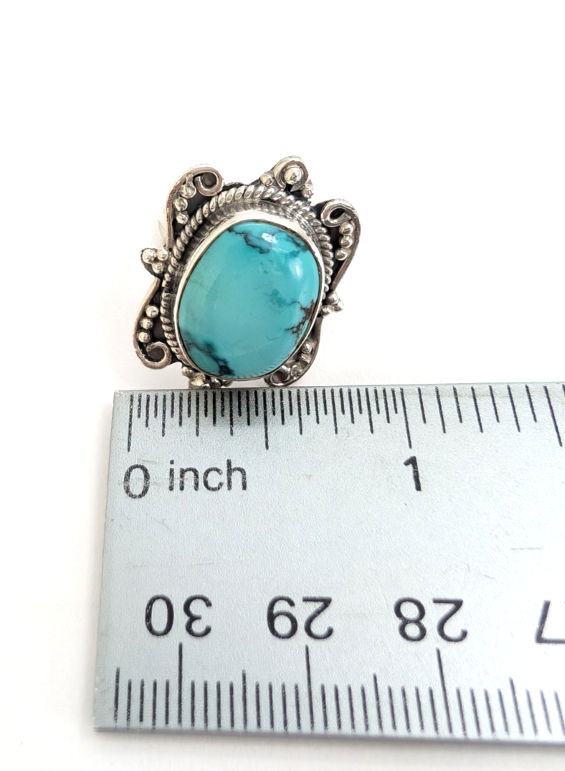 Sterling Silver 925 Vinatge Southwestern Turquoise Ring 13547 - Image 14
