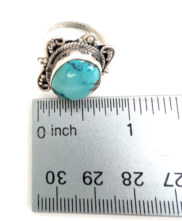 Sterling Silver 925 Vinatge Southwestern Turquoise Ring 13547 - Image 15
