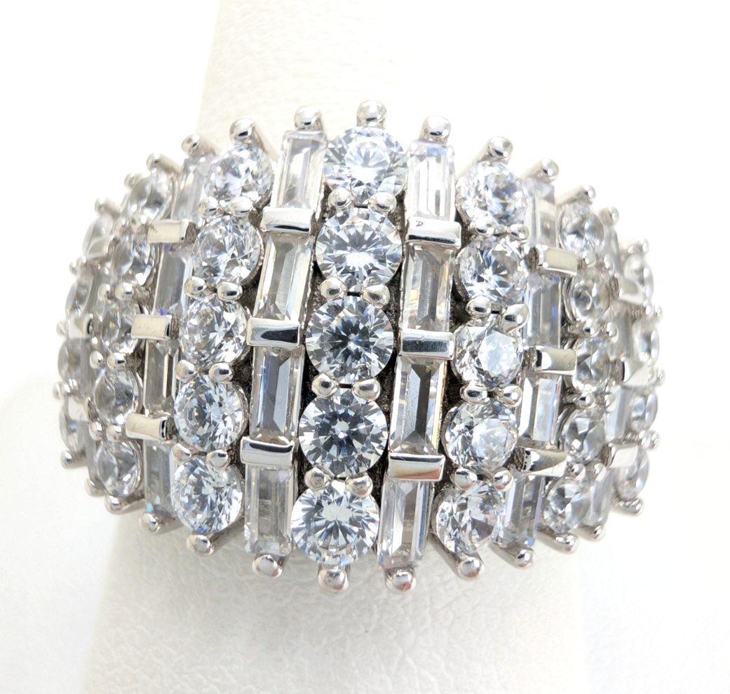 Sterling Silver 925 9 Ring Cluster Band R918- WMF1043