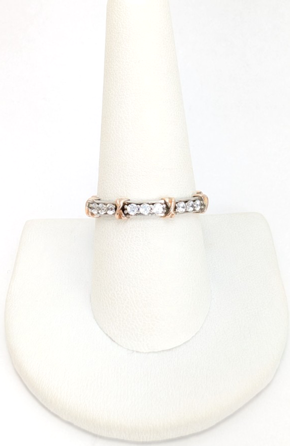 Sterling Silver 925 9 Ring TwoTone Eternity R957- WMF1081 - Image 3