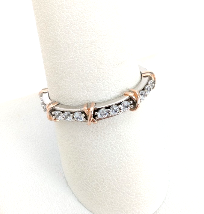 Sterling Silver 925 9 Ring TwoTone Eternity R957- WMF1081 - Image 4