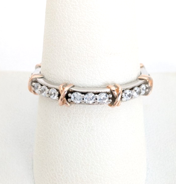 Sterling Silver 925 9 Ring TwoTone Eternity R957- WMF1081 - Image 5