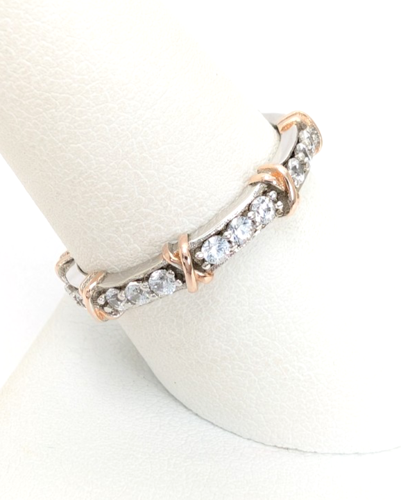Sterling Silver 925 9 Ring TwoTone Eternity R957- WMF1081 - Image 7