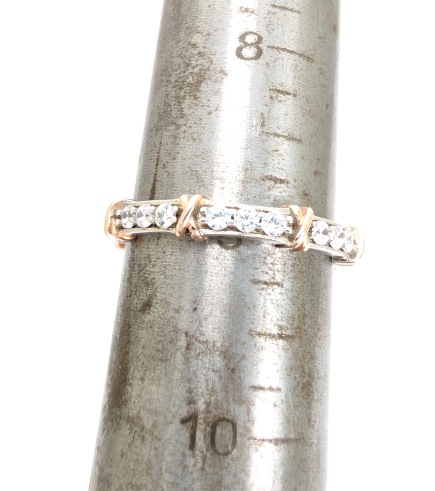 Sterling Silver 925 9 Ring TwoTone Eternity R957- WMF1081 - Image 12