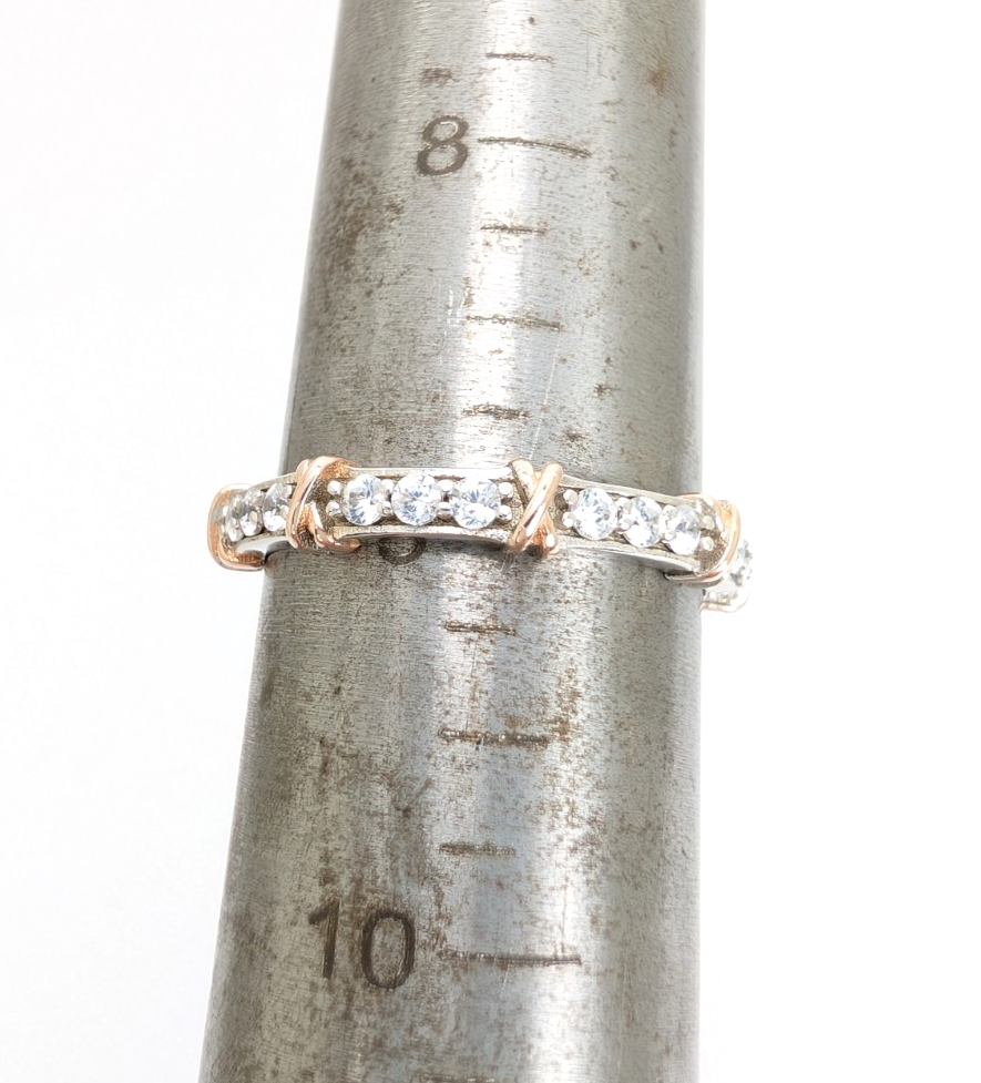 Sterling Silver 925 9 Ring TwoTone Eternity R957- WMF1081 - Image 13
