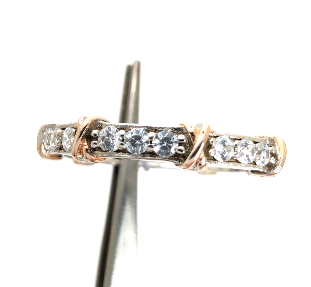 Sterling Silver 925 9 Ring TwoTone Eternity R957- WMF1081 - Image 14
